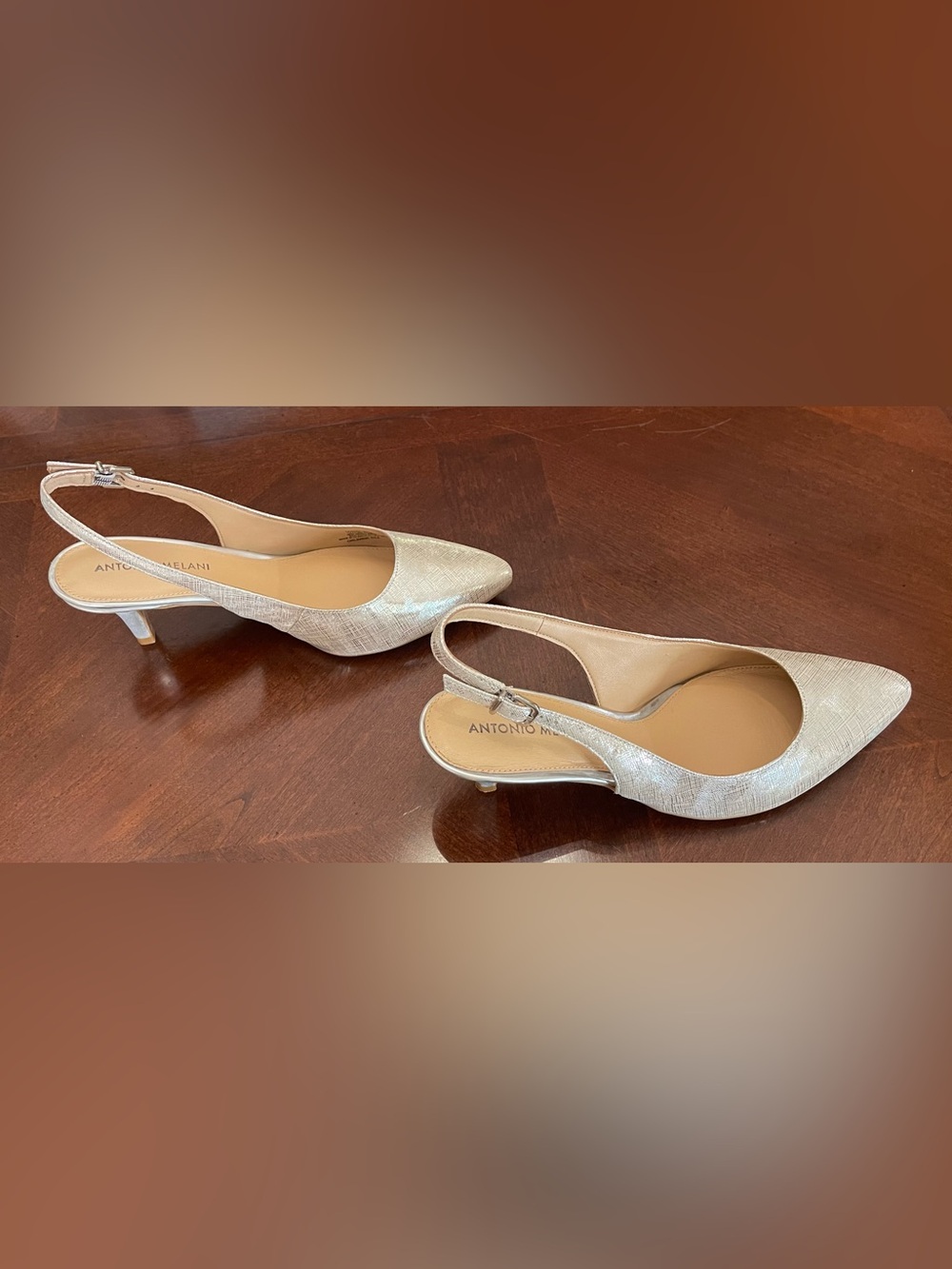 Antonio Melani nET & box Women's Pointed Slingback Kitten Heel in Pearl